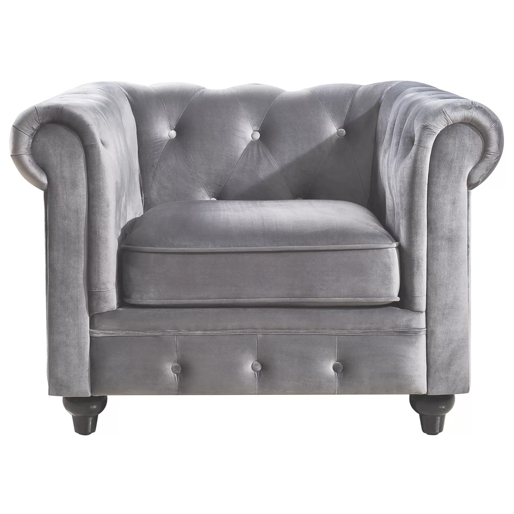 * Providence Chesterfield Grey Velvet Tufted Chair Fashion Online