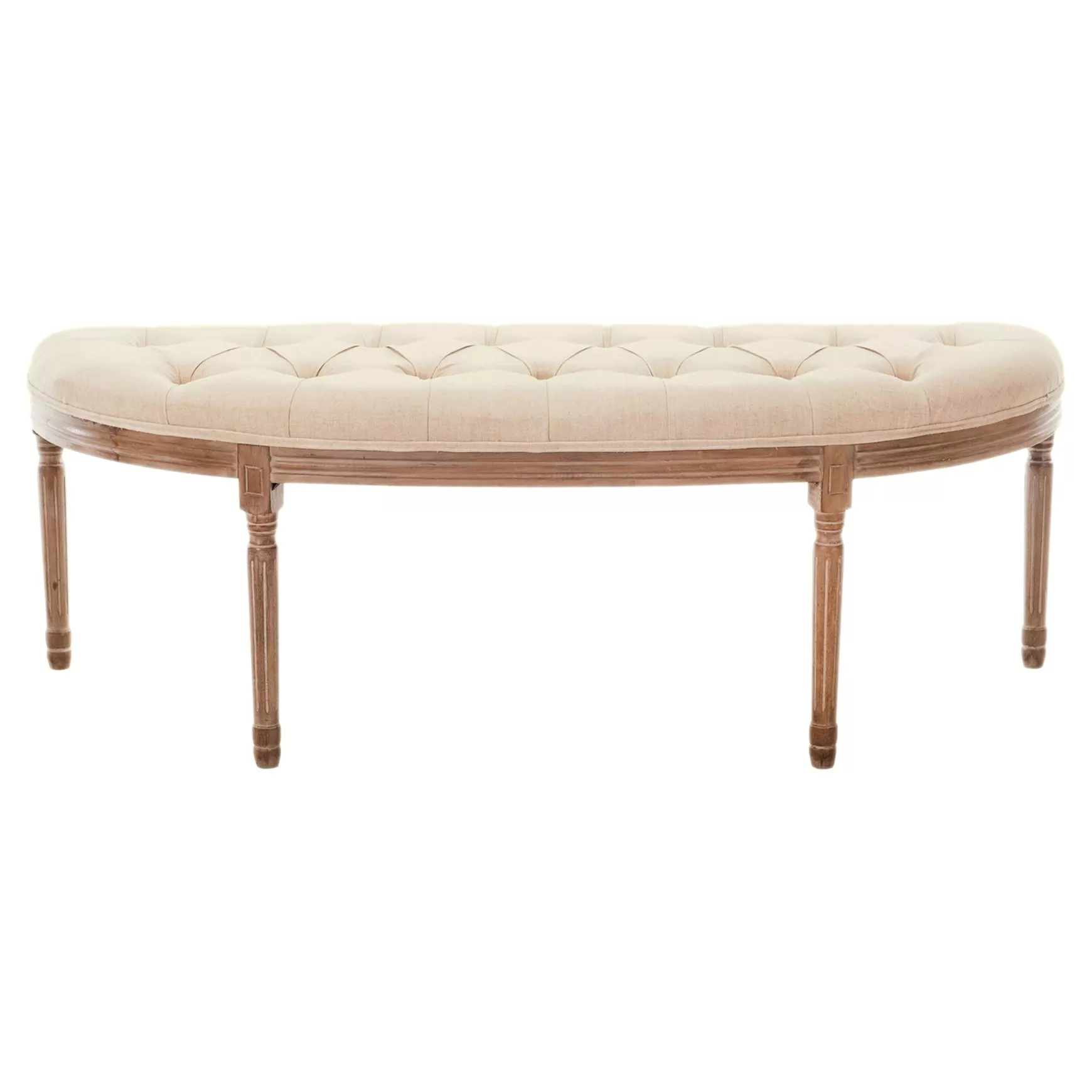 * Providence Lourdes Tufted Curved Bench, Neutral Clearance Sale