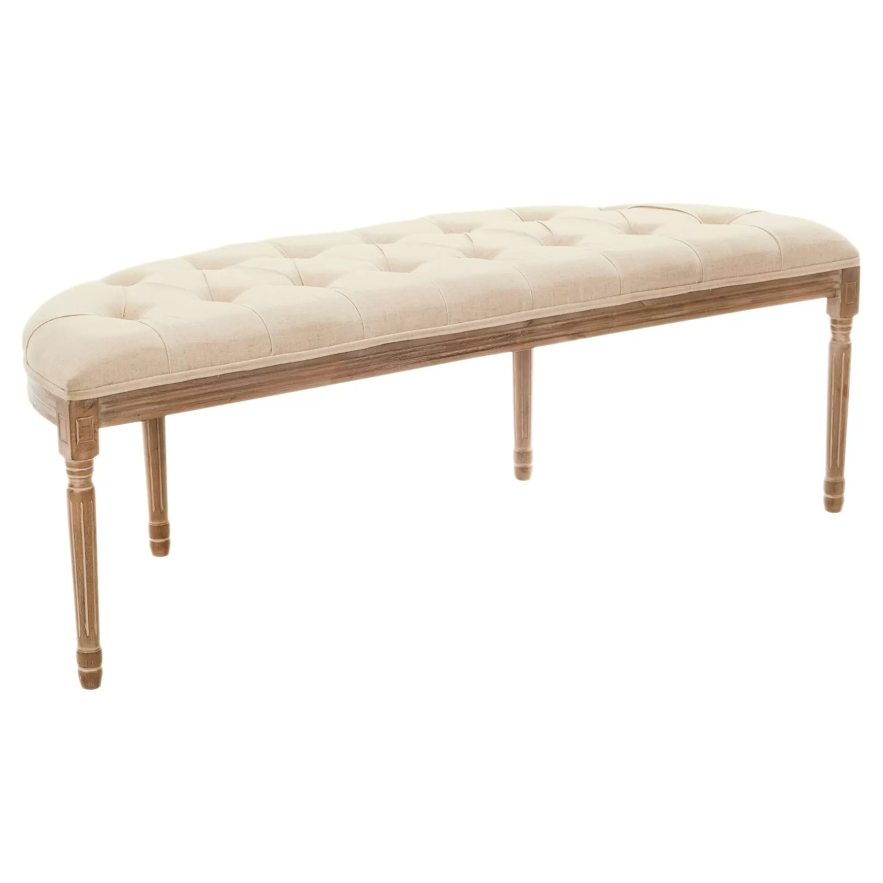 * Providence Lourdes Tufted Curved Bench, Neutral Clearance Sale