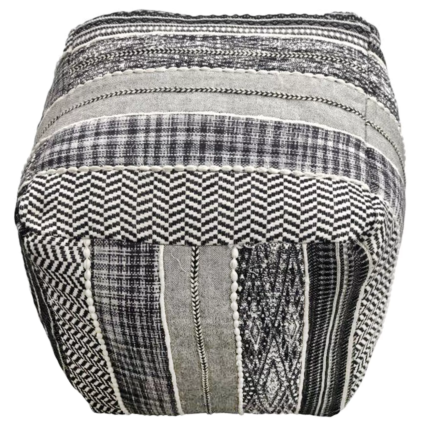 * Ray Handwoven Striped Square Pouf Low Price Discount