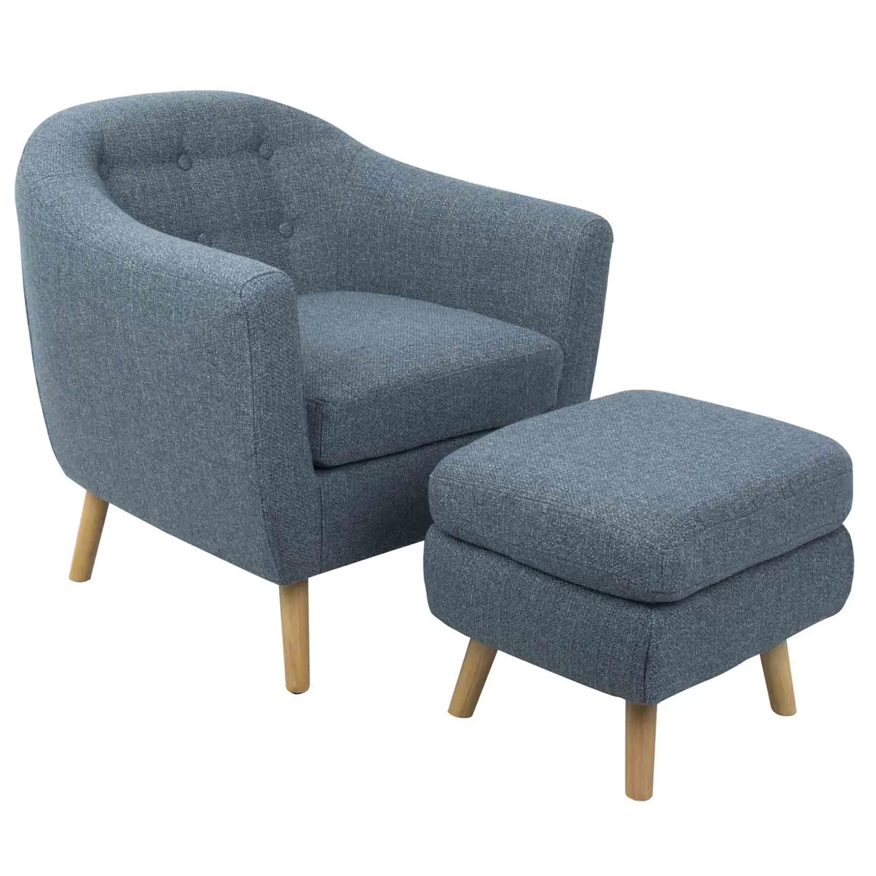 * Rockwell Accent Chair & Ottoman Set, Blue Bargain Sale Store