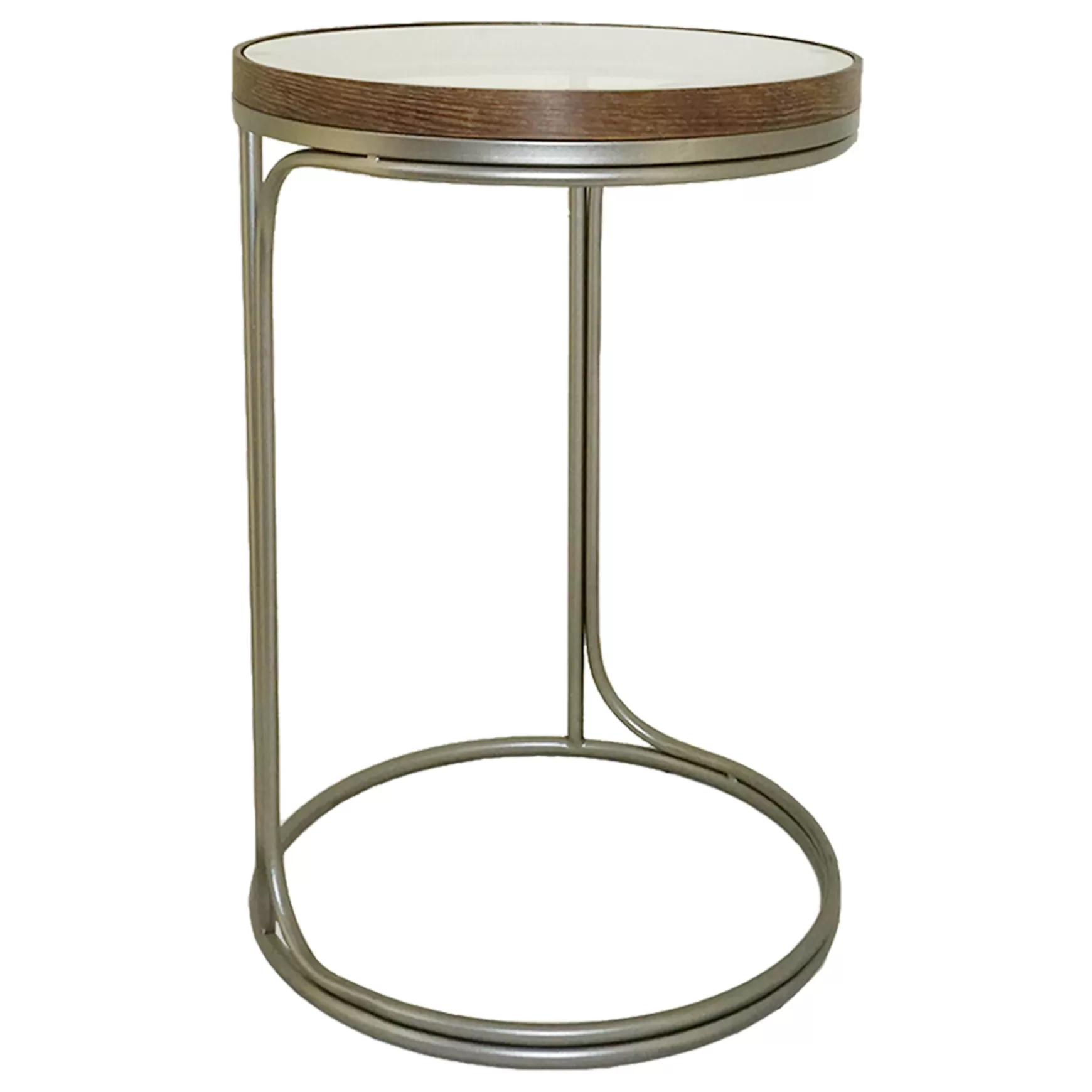 * Round Clear-Top Metal C-Table, Small Opening Sales Sale