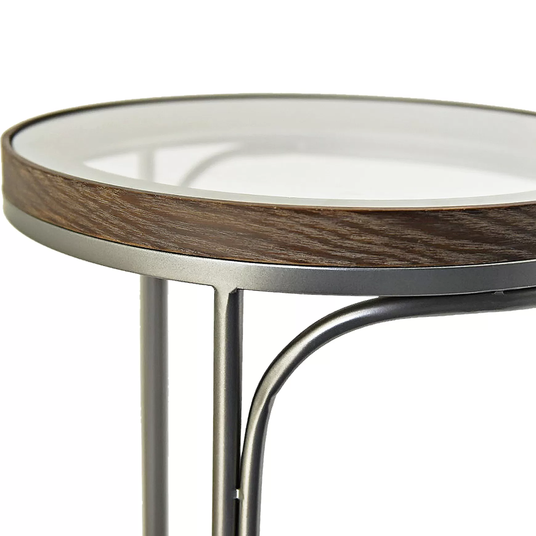 * Round Clear-Top Metal C-Table, Small Opening Sales Sale