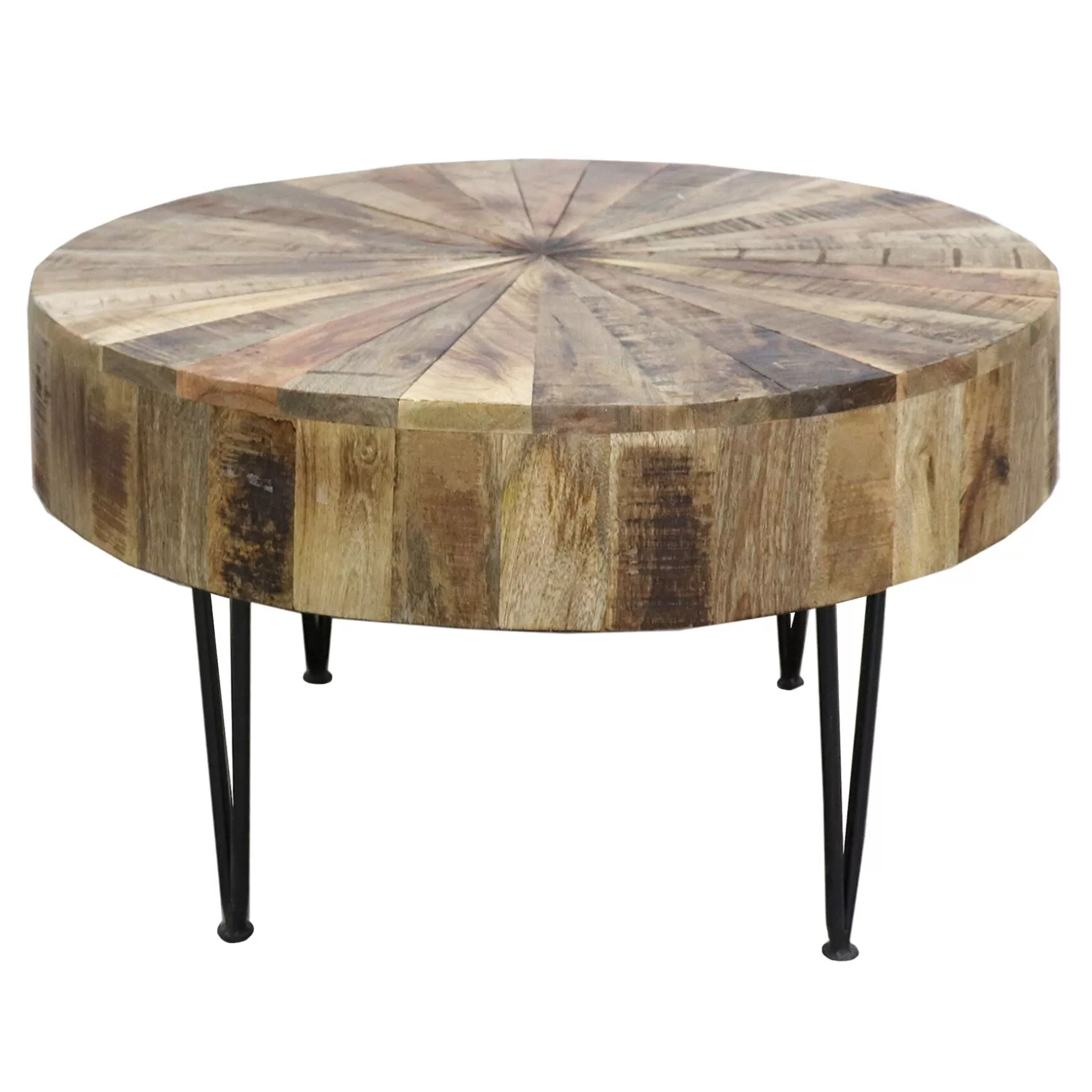* Round Mango Wood Coffee Table With Metal Hairpin Legs Cheaper Cheap