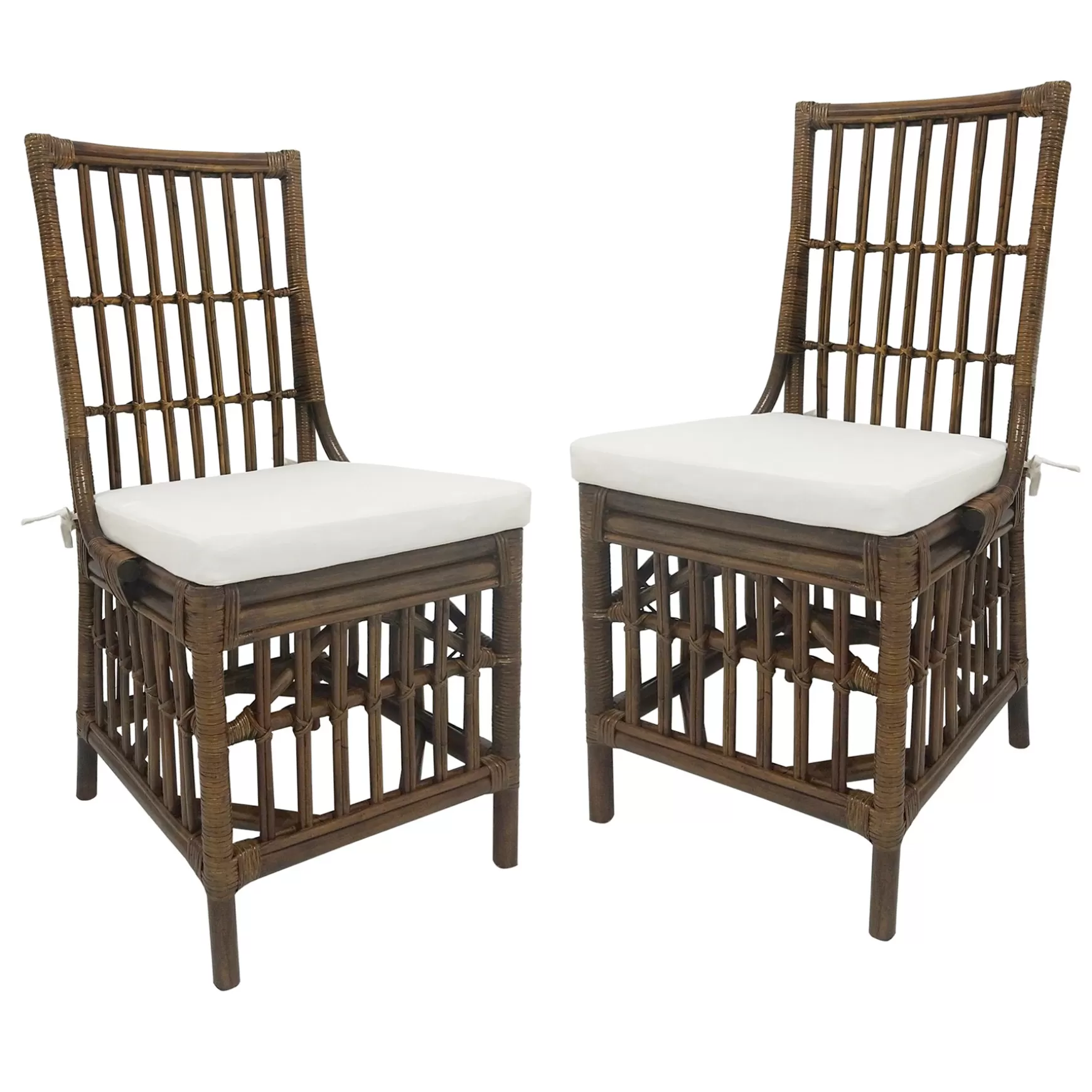 * Set Of 2 Honeybloom Cade Brown Rattan Box Chair Outlet Shop