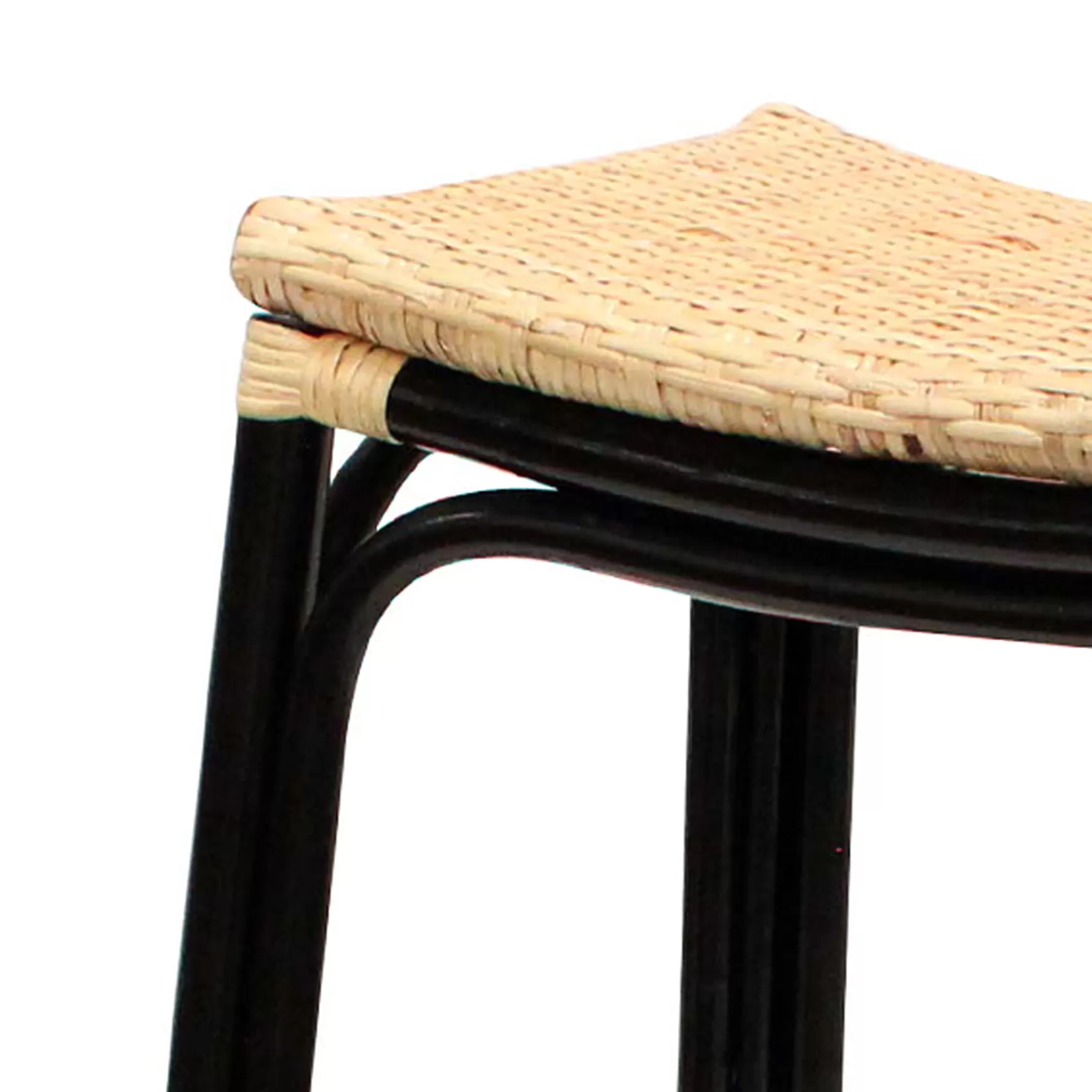 * Set Of 2 Indah Rattan Backless Barstool, Black Online Discount Best Sale