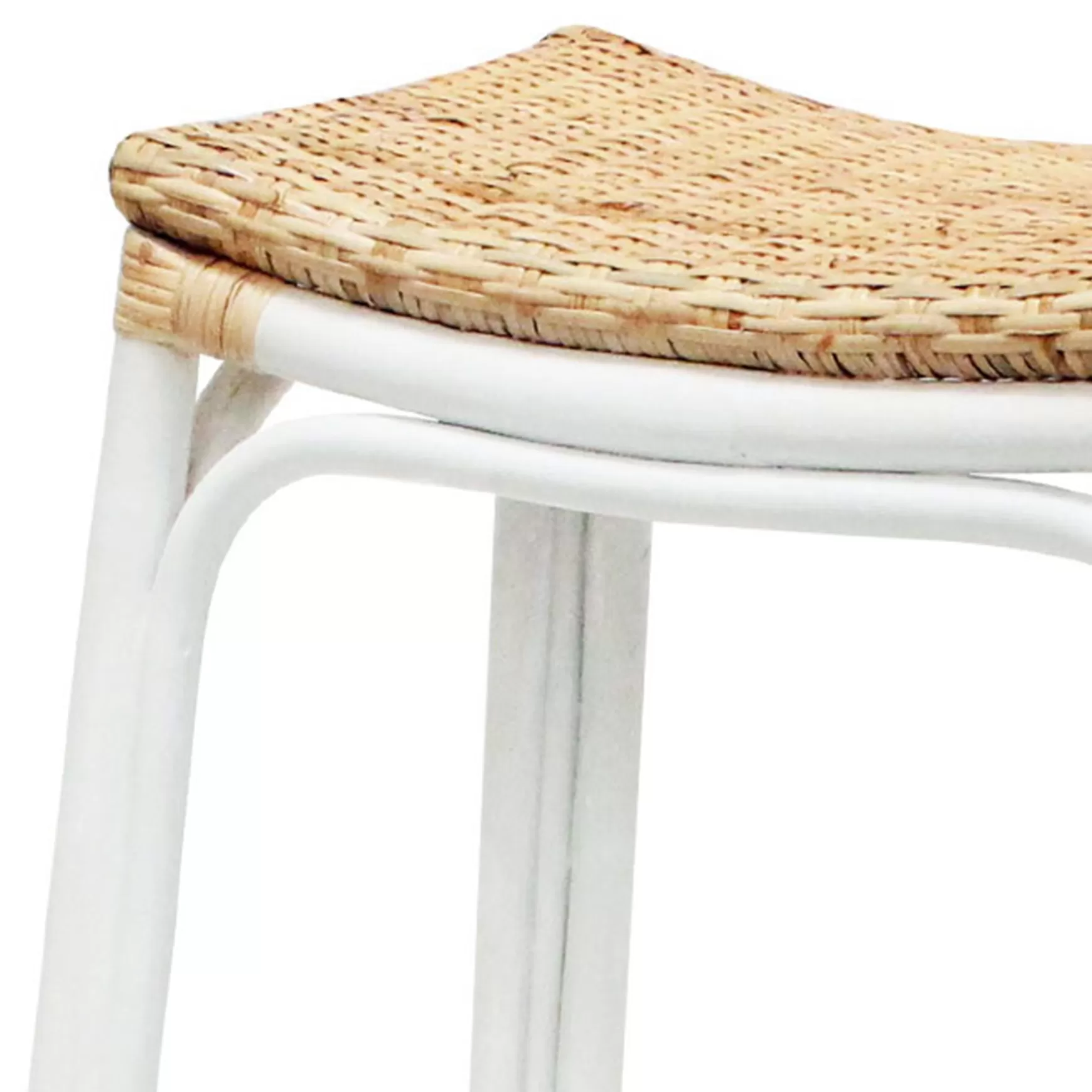 * Set Of 2 Indah Rattan Backless Barstool, White Online Discount Best Sale