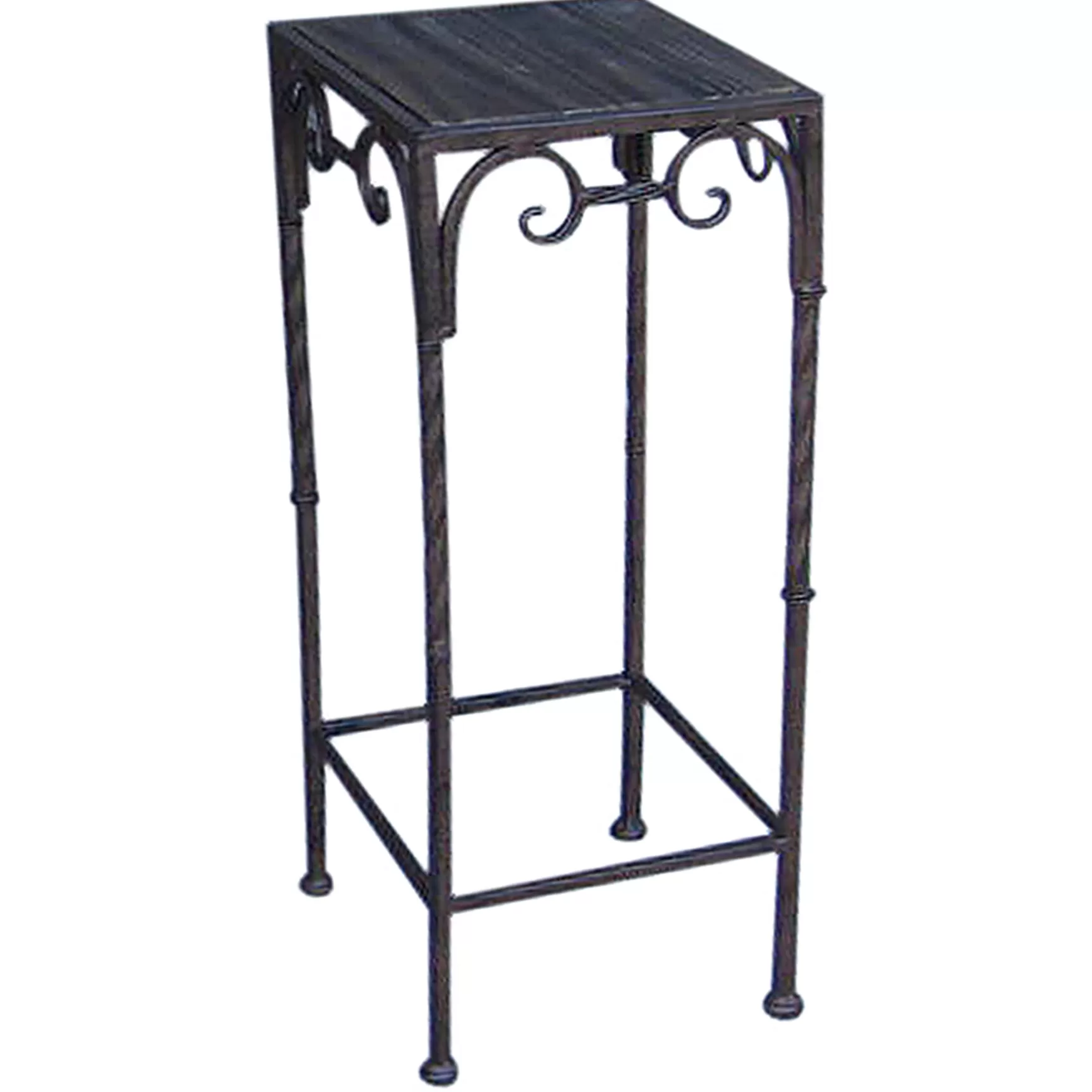 * Square Wood Top Plant Stand With Brown Twist Metal Leg, Large Discount Online Flash Sale