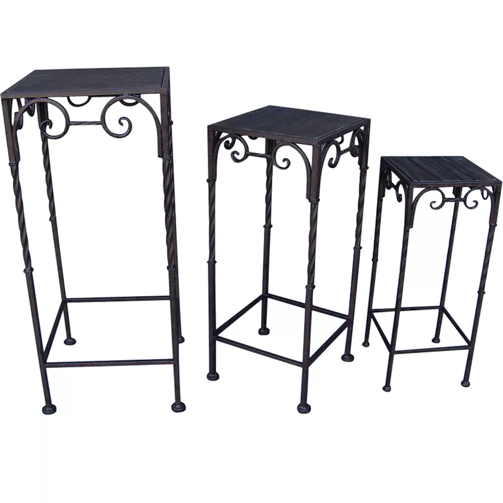 * Square Wood Top Plant Stand With Brown Twist Metal Leg, Large Discount Online Flash Sale
