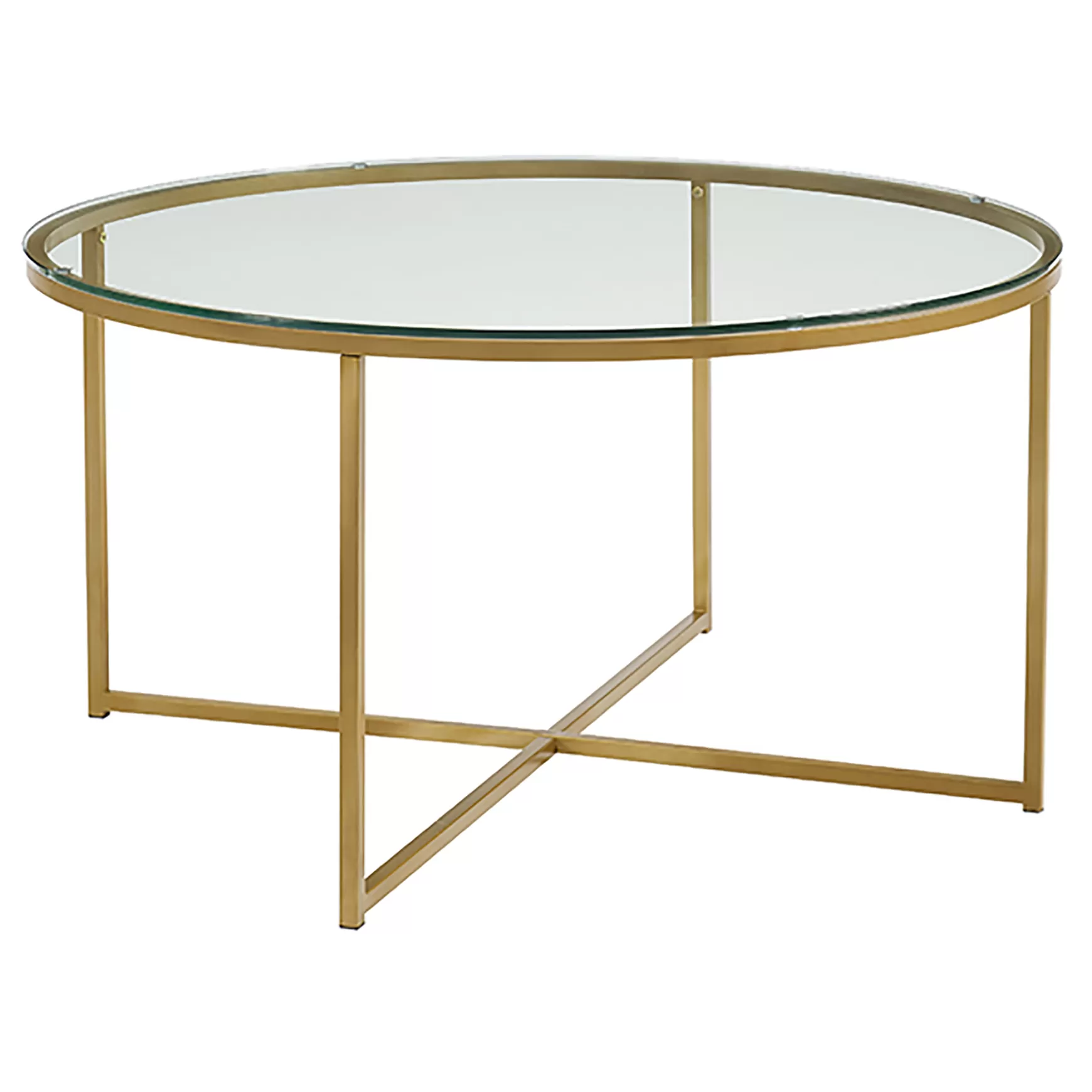 * Stella Round Glass Coffee Table Gold Exquisite Gifts Flash Sale