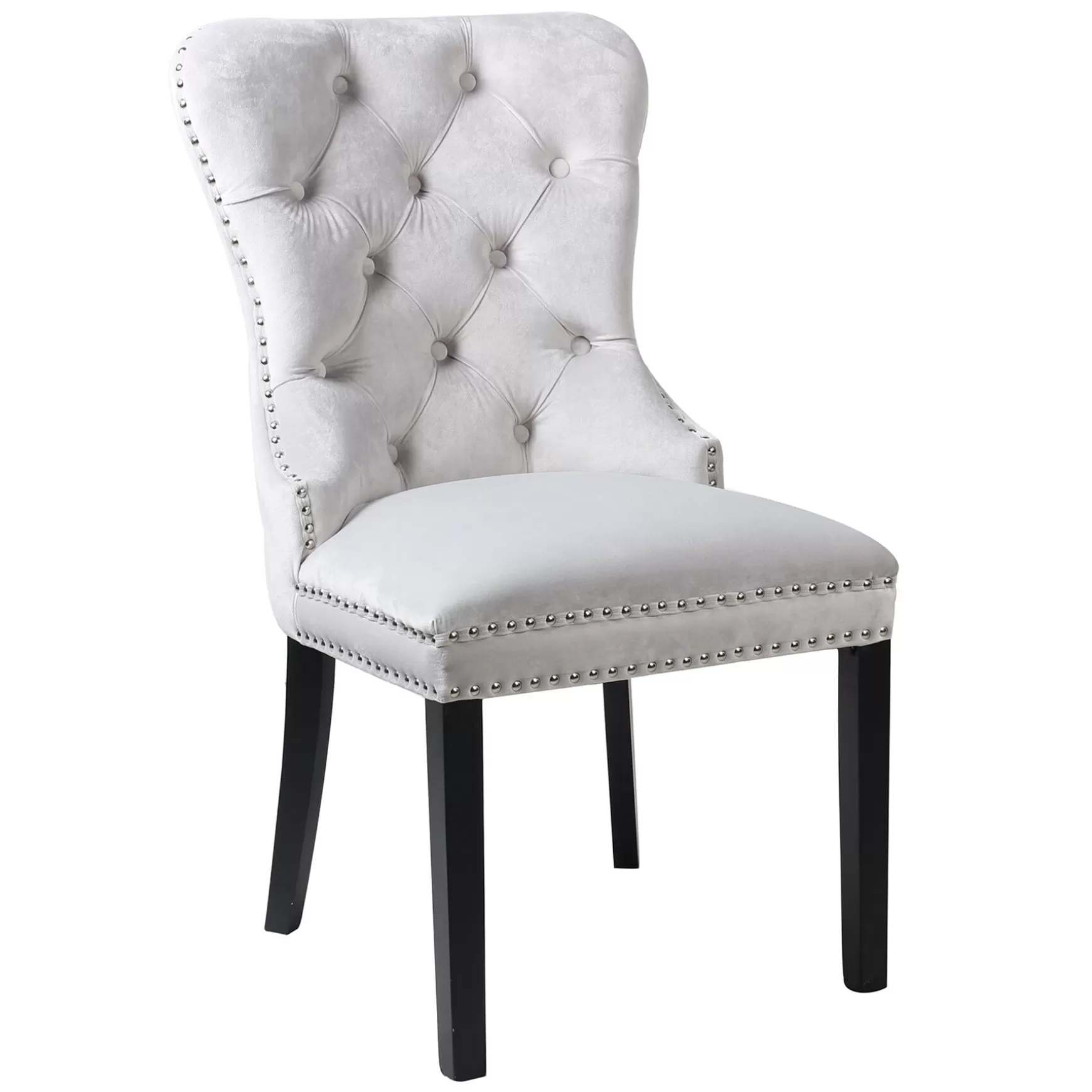 * Velvet Grey Tufted Ring Back Dining Chair Discount Online Discount