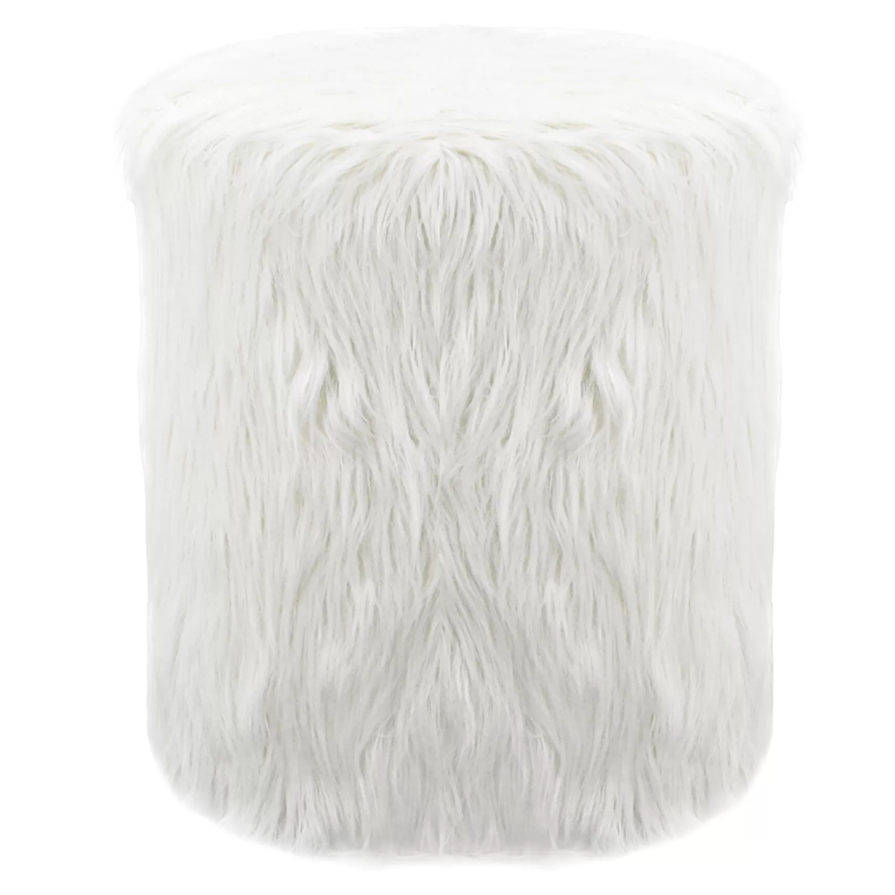 * White Faux Fur Round Ottoman Fashion Hot