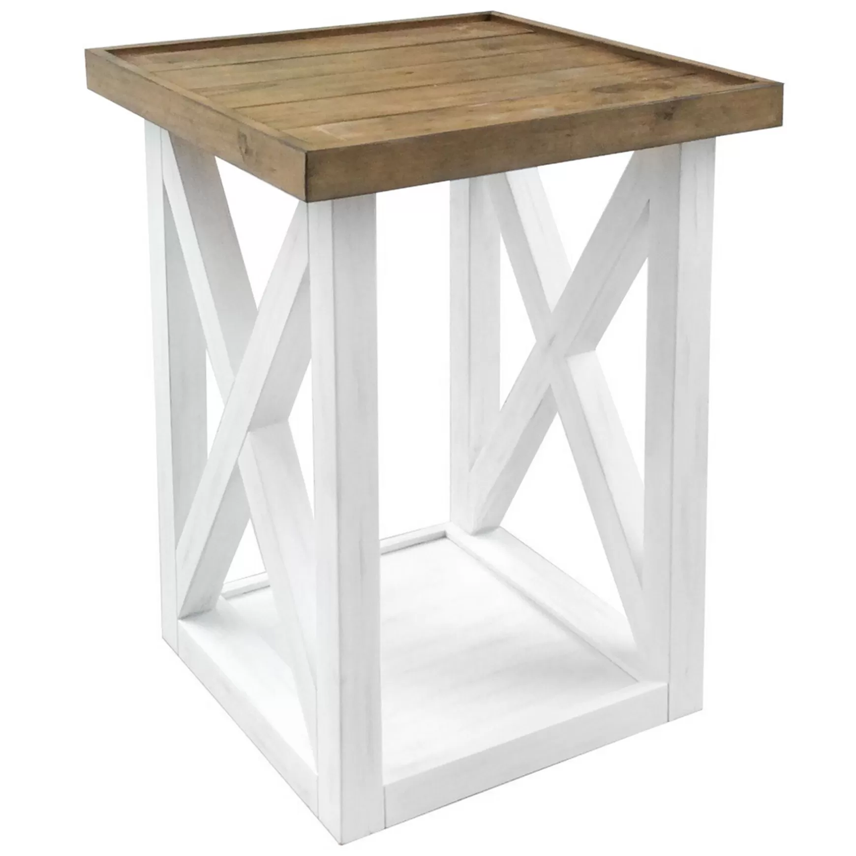 * White Wooden X-Side Accent Table Cheaper Online