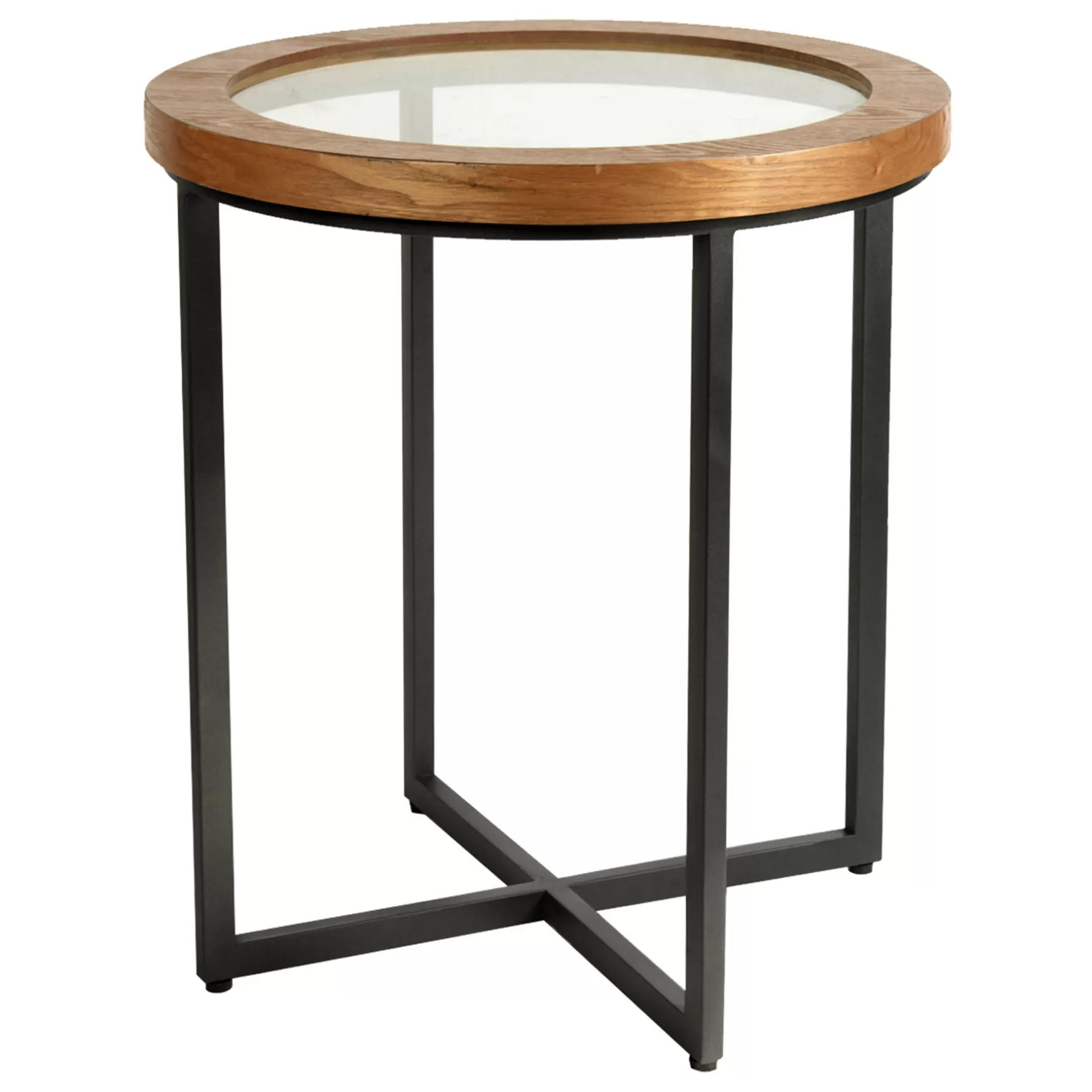 * Wood Edge Glass Top Accent Table Good Quality Discount