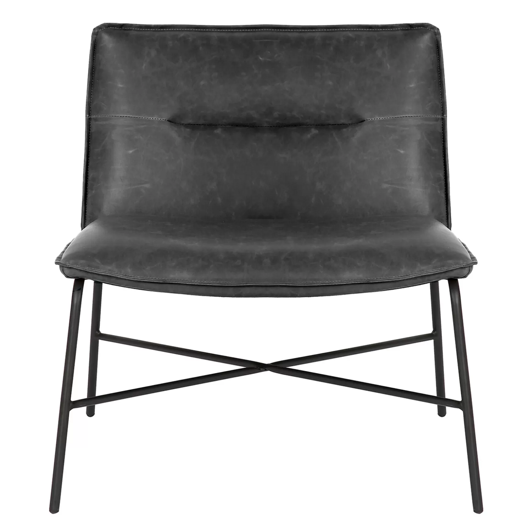 * Zoey Black Faux Leather Armless Accent Chair Low Price Flash Sale